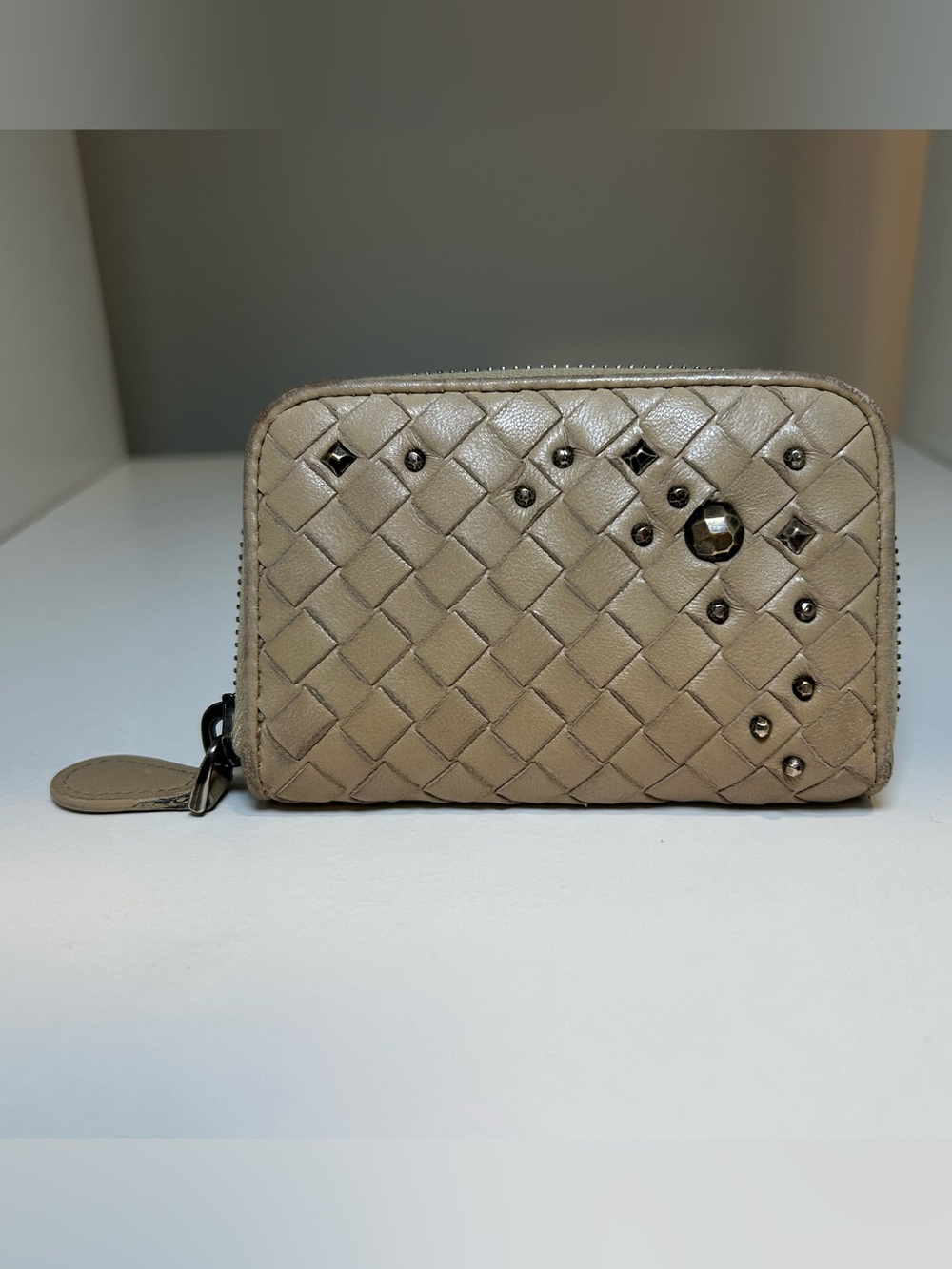 Authentic Bottega Veneta Intrecciato Small Zip Card Wallet Coin Case